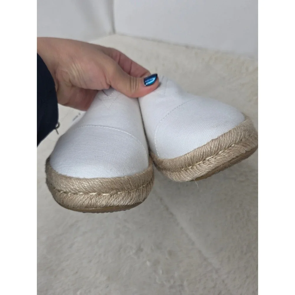 TOMS Off White Alpargata Espadrille Slip On Canvas‎ Shoes W's 10 Comfy Relaxing